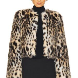 LOBA Purrla Size Small NEW WITH TAGS Leopard Faux Fur Jacket